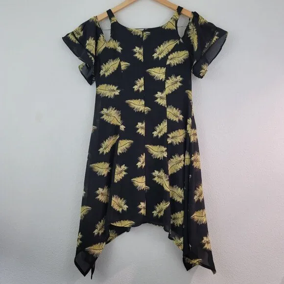 Disney Beauty and the Beast Dress Womens Sz M Black Chiffon Novelty Print Zipper - Picture 9 of 15